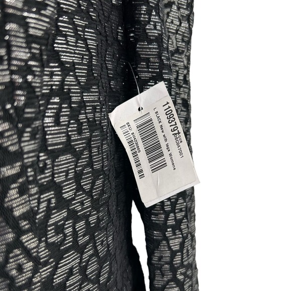 NWT Aqua Black Metallic Leopard Pattern Long Sleeve Dress Large - Picture 3 of 6